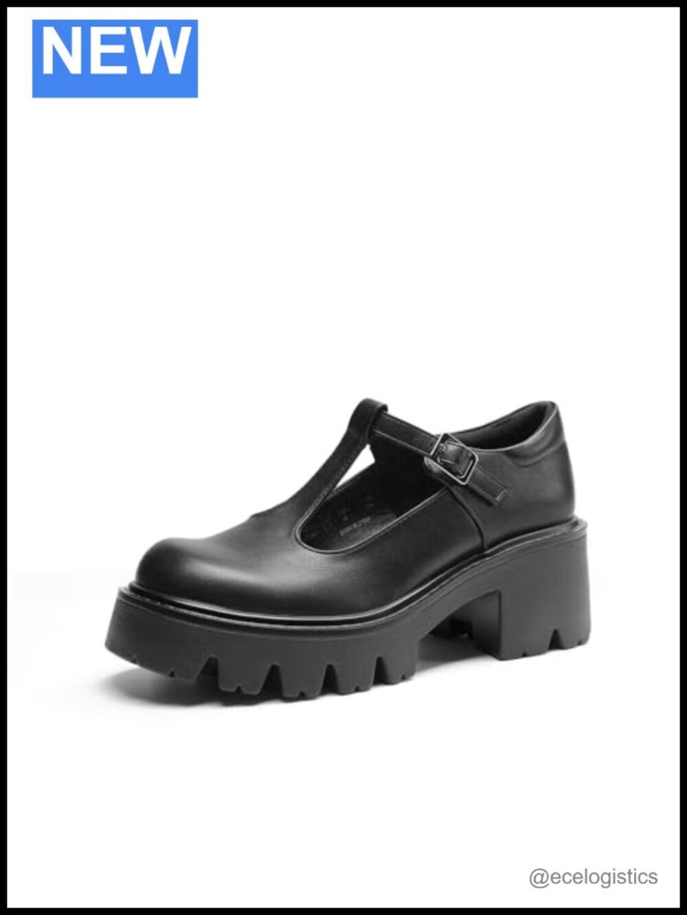 Women's T-Strap Mary Jane Pumps Chunky Block Heels Platform Lug Sole Y2K Dress